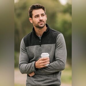Club Room Men's Two-Tone Zip-Up Sweater